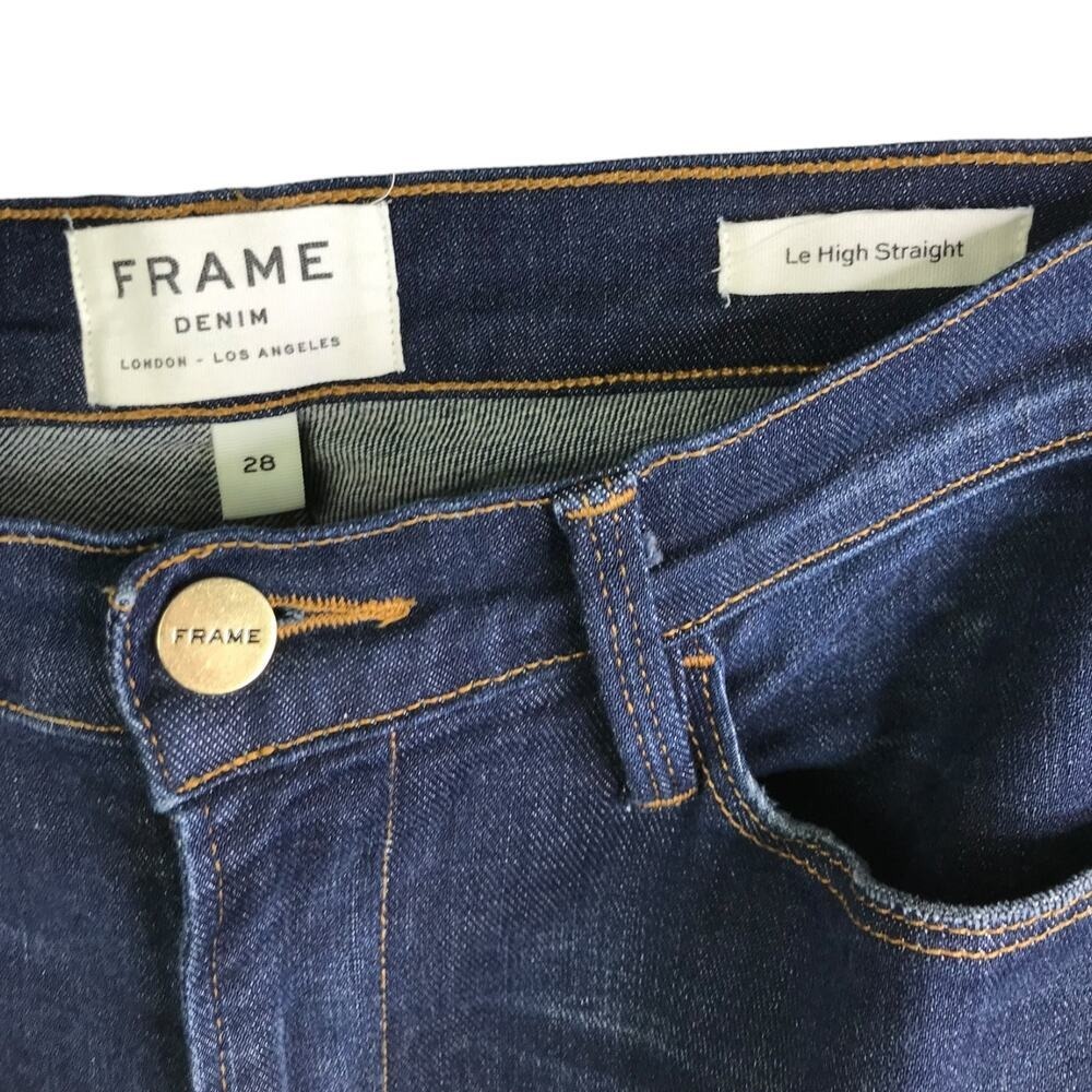 Frame Jeans Womens 28 Blue Le High Straight Denim High Rise Dark Wash Indigo - Picture 3 of 12